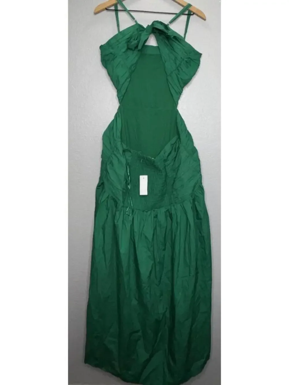 Loft Poplin Cutout Tie Back Ruched Midi Dress Size 14 New - Picture 5 of 9